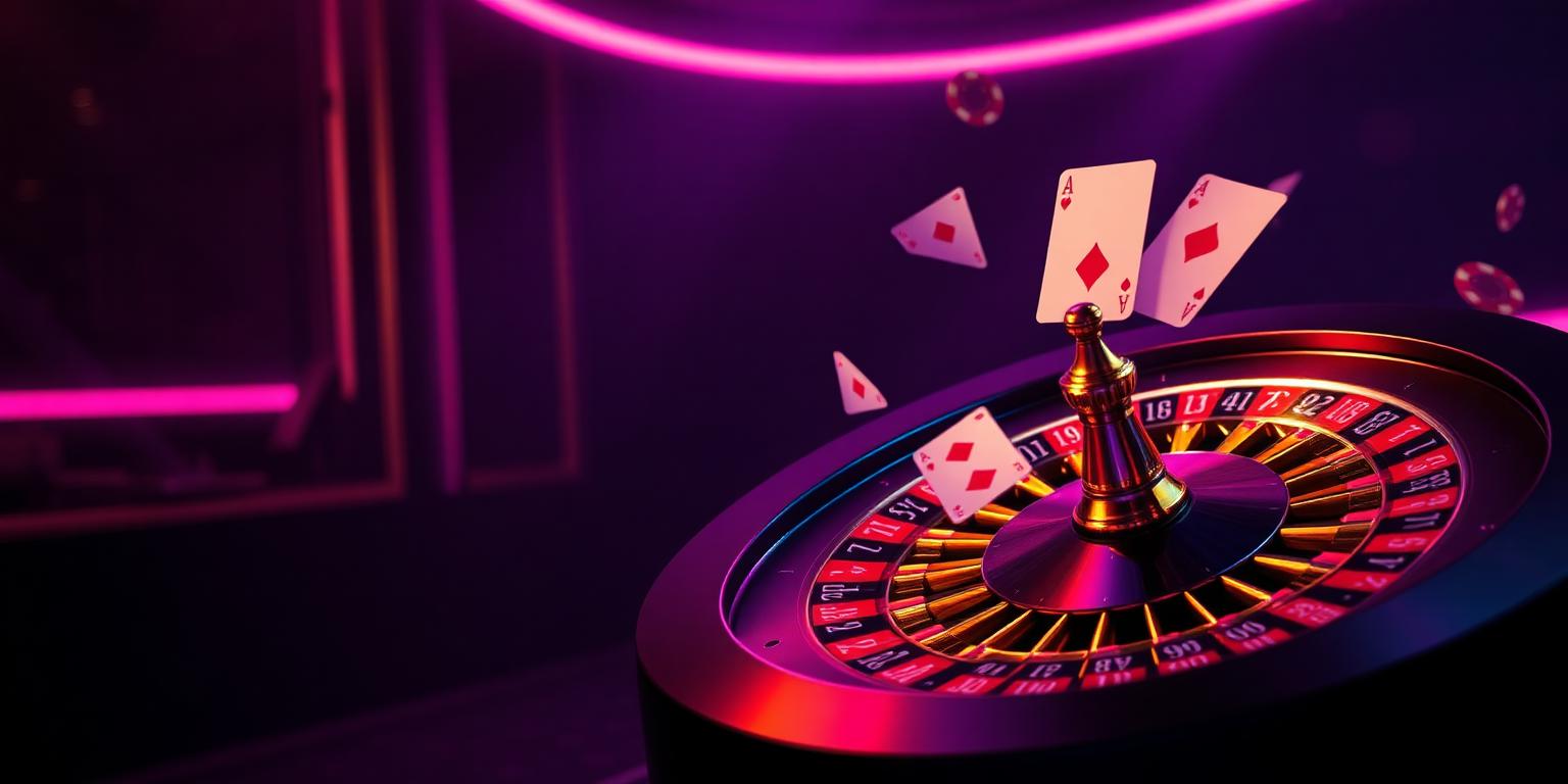 Casino zonder CRUKS — neon roulette en speelkaarten